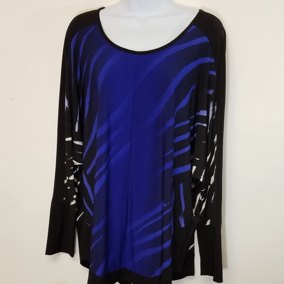 Michael Tyler Tops - Michael Tyler Top Blue Black White,  Dolman Sleeve